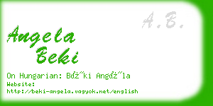 angela beki business card